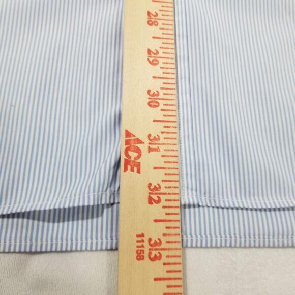 Ben Silver Shirt Mens 17.5 36 Blue Stripe Button Down Dress Classic Pocket - Picture 12 of 13